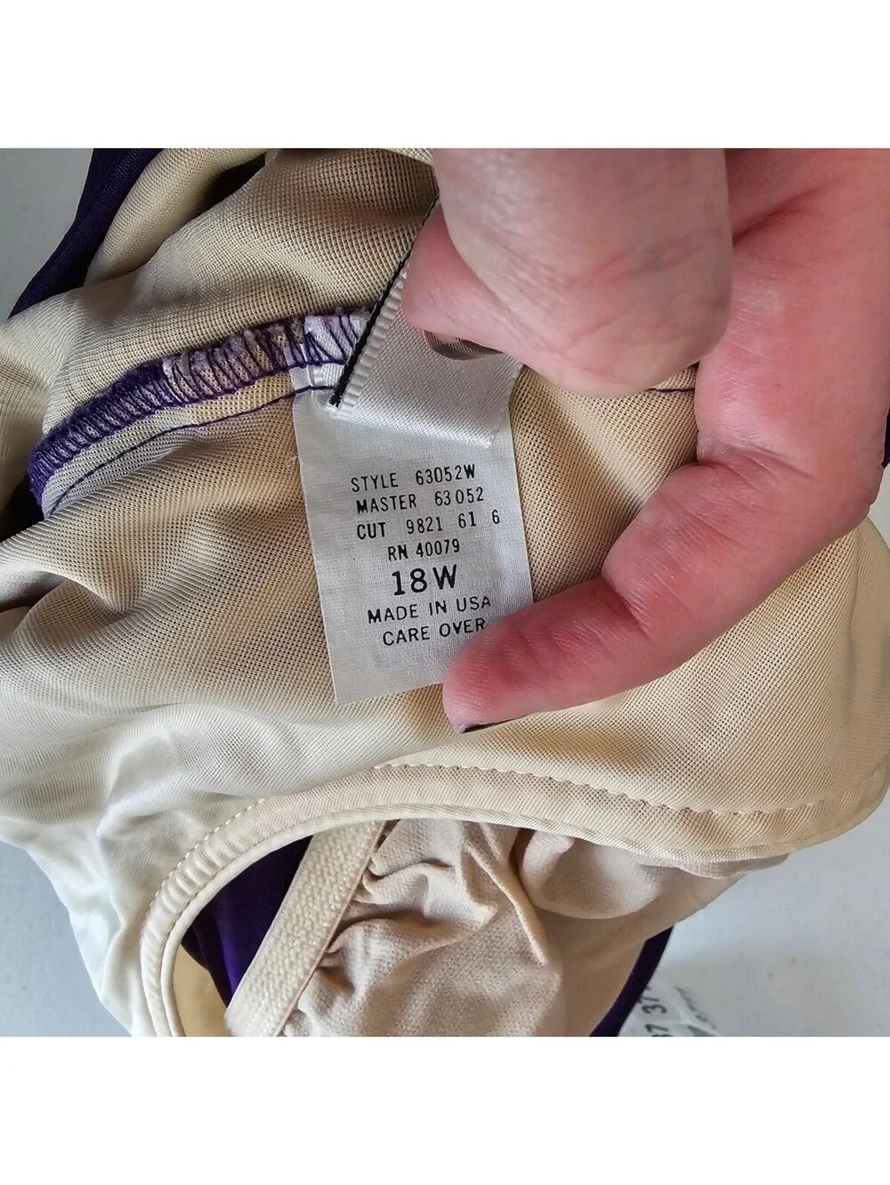 Vintage 1990s Slimsuit Womens Sz 18W One Piece Swimsuit Purple Ruched